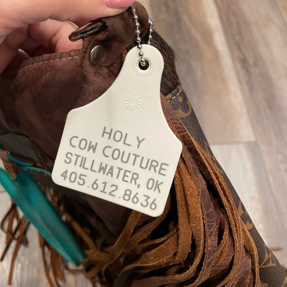 Leather handbag Holy Cow Couture Fringe Cowhide purse LV Vuitton handmade HCC - Picture 10 of 10